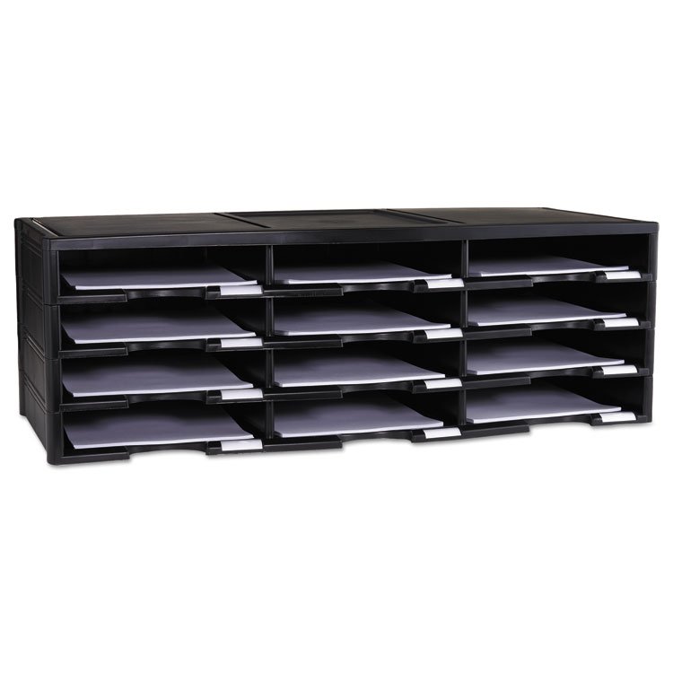 Storex Storex Literature Organizer, 12 Compartments, 10.63 x 13.3 x 31.4, Black (STX61602U01C)