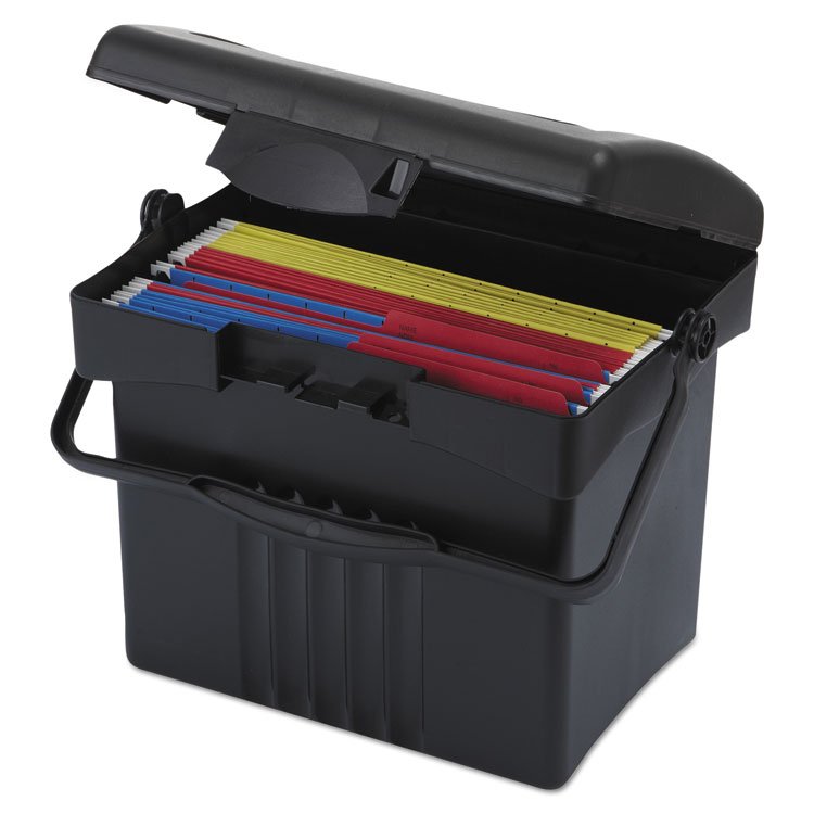 Storex File Box with Organizer, Letter Files, 14" x 11.25" x 14.5", Black (STX61502U01C)