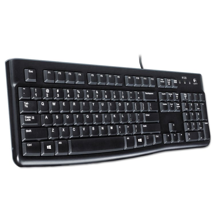 Logitech K120 Ergonomic Desktop Wired Keyboard, USB, Black (LOG920002478)