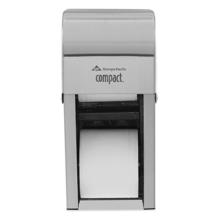 Georgia Pacific Professional Compact Vertical Double Roll Coreless Dispenser, 6 x 6.5 x 13.5, Stainless Steel (GPC56782)