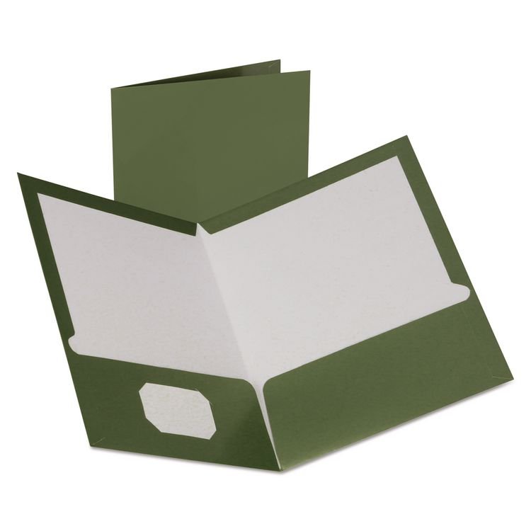 Oxford Two-Pocket Laminated Folder, 100-Sheet Capacity, 11 x 8.5, Metallic Green, 25/Box (OXF5049560)