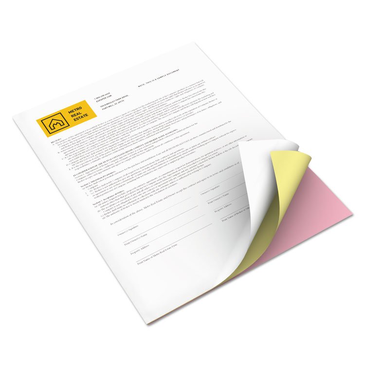 xerox Revolution Carbonless 3-Part Paper, 8.5 x 11, Canary/Pink/White, 2,505/Carton (XER3R12426)