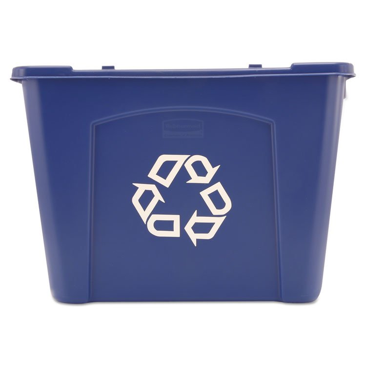Rubbermaid Commercial Stacking Recycle Bin, 14 gal, Polyethylene, Blue (RCP571473BE)
