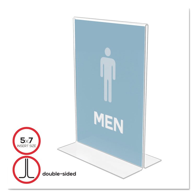 deflecto Classic Image Double-Sided Sign Holder, 5 x 7 Insert, Clear (DEF69101)