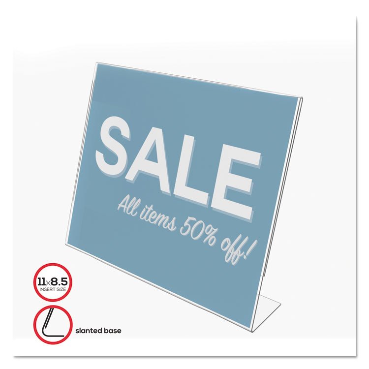 deflecto Classic Image Slanted Sign Holder, Landscaped, 11 x 8.5 Insert, Clear (DEF66701)