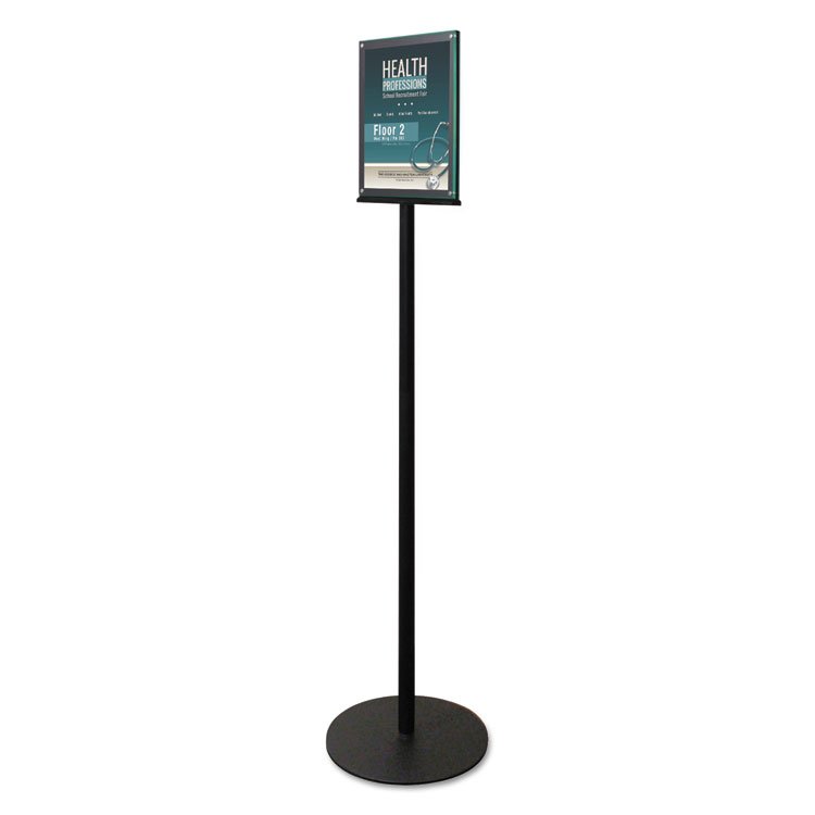 deflecto Double-Sided Magnetic Sign Display, 8.5 x 11 Insert, 56" Tall, Clear/Black (DEF692056)