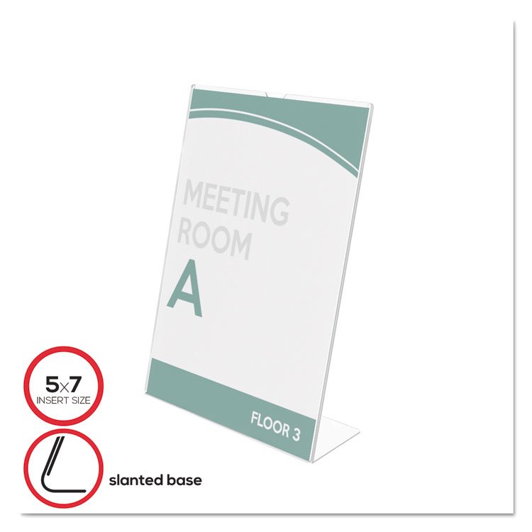 deflecto Superior Image Slanted Sign Holder, Portrait, 5 x 7 Insert, Clear (DEF590301)