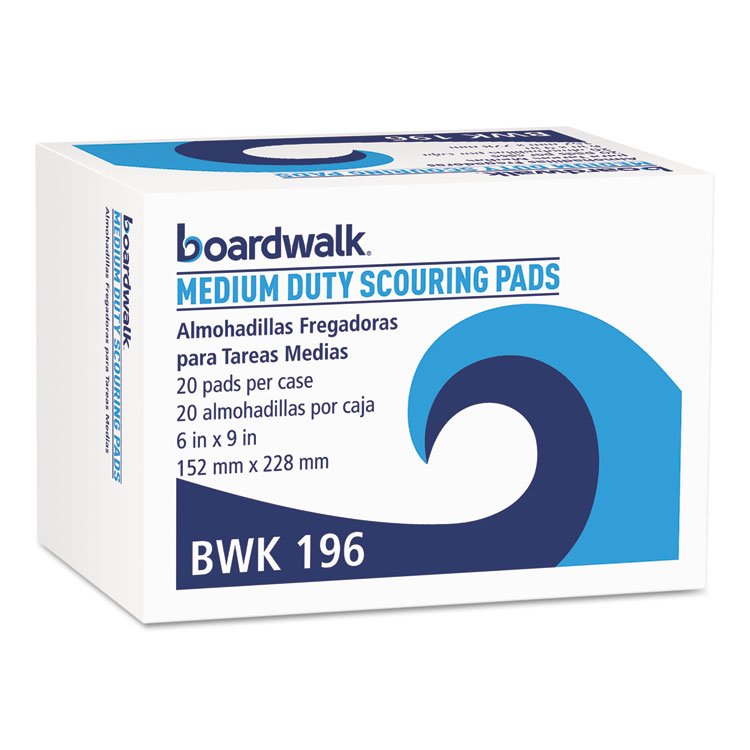 Boardwalk Medium-Duty Scouring Pad, 6 x 9, Green, 20/Carton (BWK196)