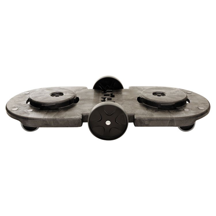 Rubbermaid Commercial BRUTE Tandem Dolly, Two-Container, 300 lb Capacity, 20.25w x 45d x 8h, Black (RCP264600BLA)