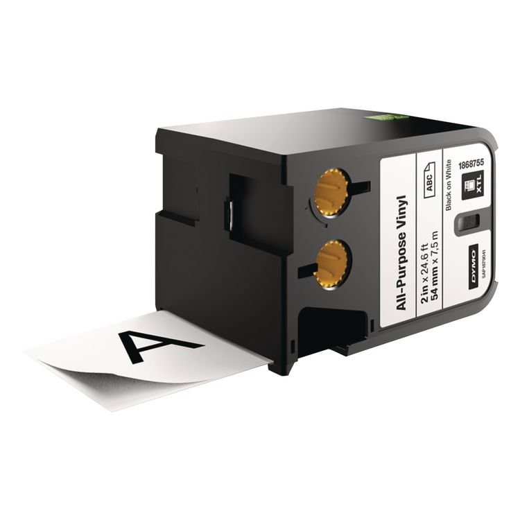 DYMO XTL All-Purpose Vinyl Labels, 2" x 24.6 ft, Black on White (DYM1868755)