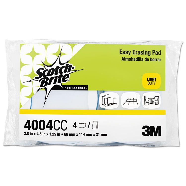 Scotch-Brite PROFESSIONAL Easy Erasing Pad 4004, 2.8 x 4.5 x 1.2, Blue/White, 12/Carton (MMM55658)