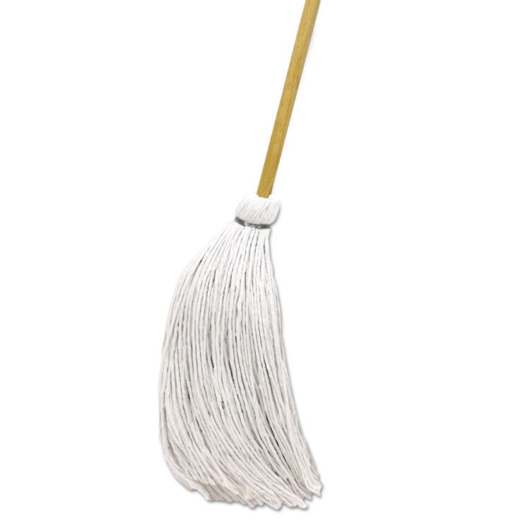 Boardwalk Handle/Deck Mops, #16 White Rayon Head, 57" Natural Wood Handle, 12/Carton (BWKRD60016S)