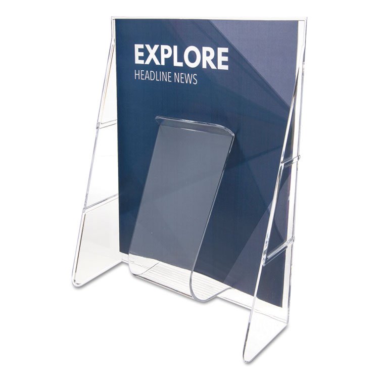 deflecto Stand-Tall Wall-Mount Literature Rack, Magazine, 9.13w x 3.25d x 11.88h, Clear (DEF55501)