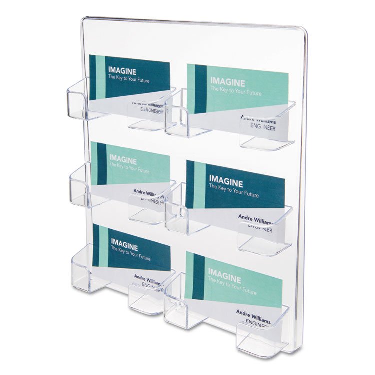 deflecto 6-Pocket Business Card Holder, Holds 480 Cards, 8.5 x 1.63 x 9.75, Plastic, Clear (DEF70601)