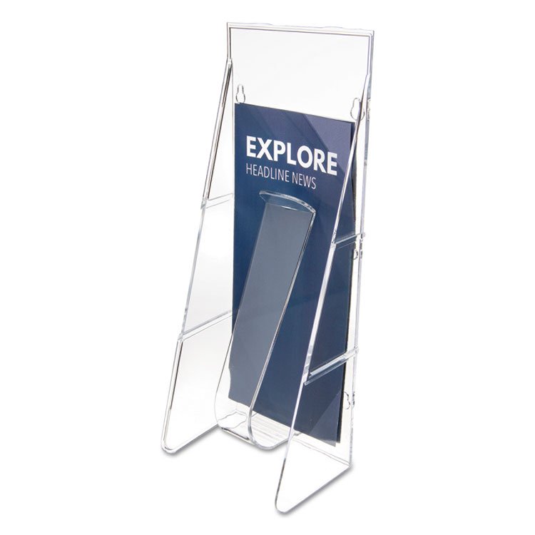 deflecto Stand-Tall Wall-Mount Literature Rack, Leaflet, 4.56w x 3.25d x 11.88h, Clear (DEF55601)