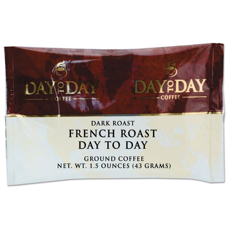 Day to Day Coffee 100% Pure Coffee, French Roast, 1.5 oz Pack, 42/Carton (PCO22005)