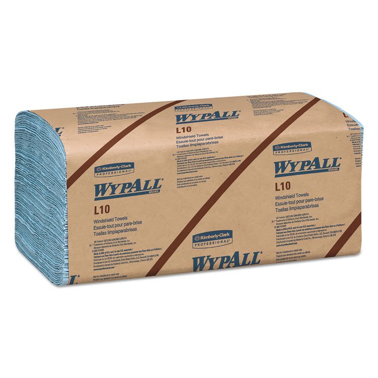 WypAll L10 Windshield Towels, Banded, 2-Ply, 9.38 x 10.25, Light Blue, 140/Pack, 16 Packs/Carton (KCC05120)