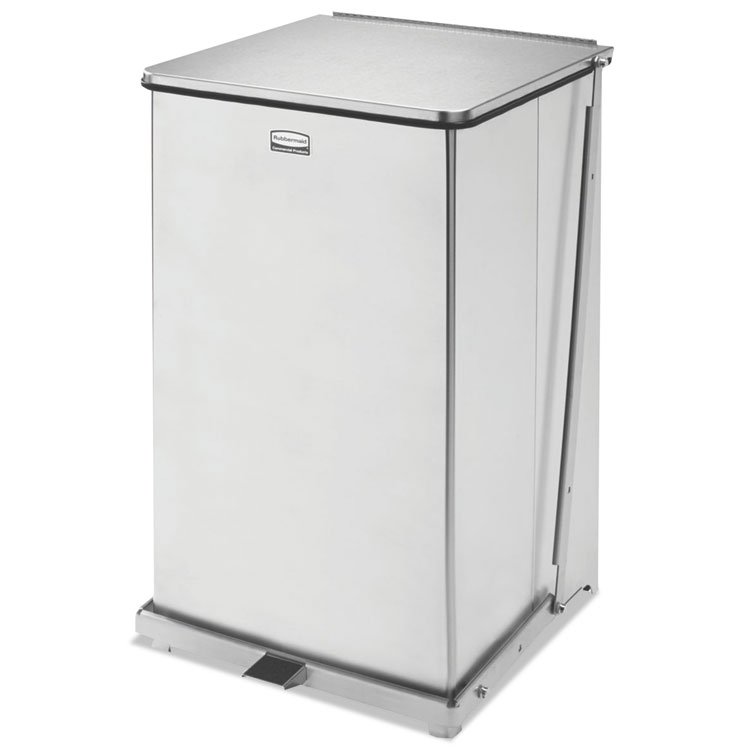 Rubbermaid Commercial Defenders Heavy-Duty Steel Step Can, 25 gal, Stainless Steel, Stainless Steel (RCPST40SSPL)
