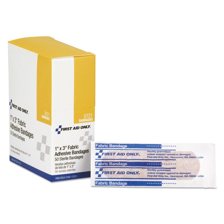 First Aid Only Fabric Bandages, 1 x 3, 50/Box (FAOG121)