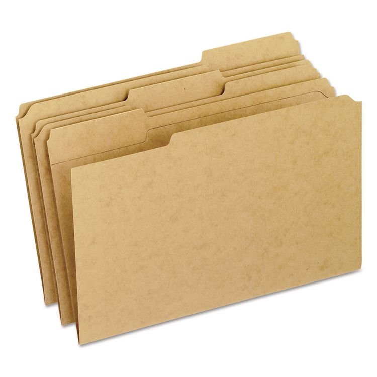 Pendaflex Dark Kraft File Folders with Double-Ply Top, 1/3-Cut Tabs: Assorted, Legal Size, 0.75" Expansion, Brown, 100/Box (PFXRK15313)