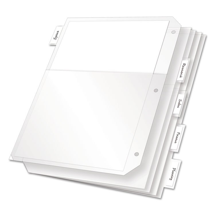 Cardinal Poly Ring Binder Pockets, 8.5 x 11, Clear, 5/Pack (CRD84010)