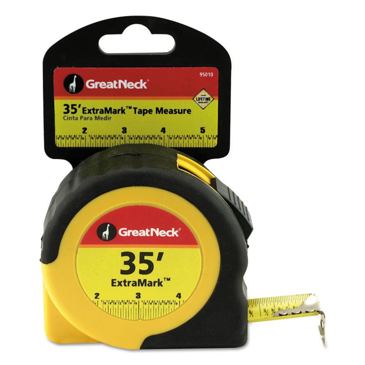 Great Neck ExtraMark Tape Measure, 1" x 35 ft, Steel, Orange/Black (GNS95010)