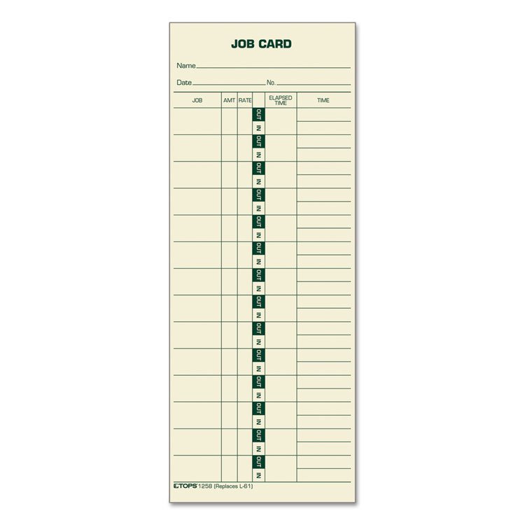 TOPS Manila Job Cards, Replacement for 15-800622/L-61, One Side, 3.5 x 9, 500/Box (TOP1258)