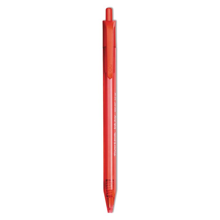 Paper Mate InkJoy 100 RT Ballpoint Pen, Retractable, Medium 1 mm, Red Ink, Translucent Red Barrel, Dozen (PAP1951252)