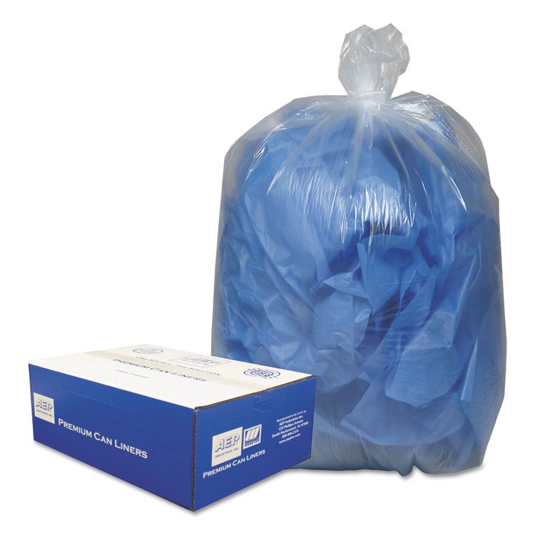 Classic Clear Linear Low-Density Can Liners, 60 gal, 0.9 mil, 38" x 58", Clear, 10 Bags/Roll, 10 Rolls/Carton (WBI385822C)