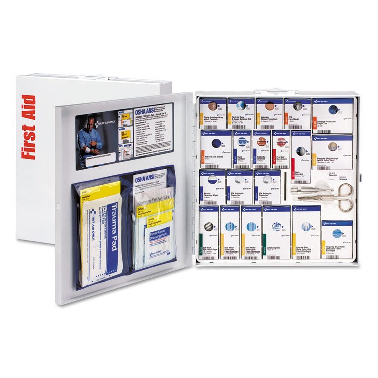 First Aid Only SmartCompliance Food Service First Aid Kit, Without Medication, 50 People, 260 Pieces, Metal Case (FAO746006021)