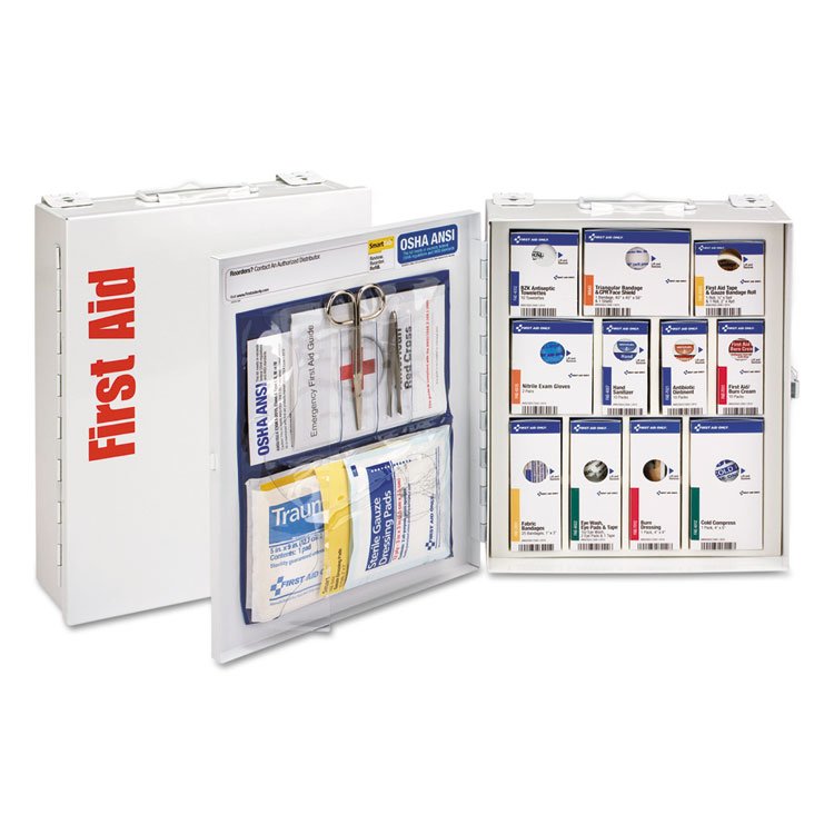 First Aid Only SmartCompliance General Business First Aid Station, No Meds, 25 People, 94 Pieces, Metal Case (FAO90578021)