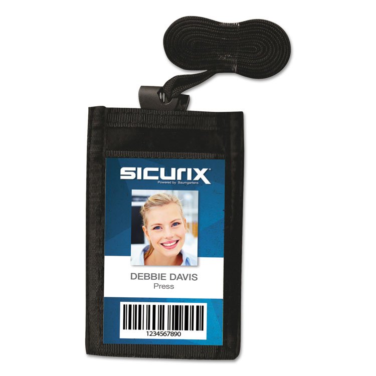 SICURIX Sicurix ID Neck Pouch, Vertical, 3 x 4 3/4, Black (BAU55120)