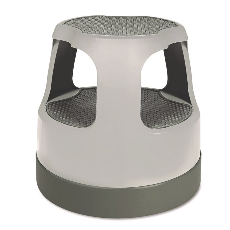 Cramer Scooter Stool, Round, 2-Step, Step and Lock Wheels, 300 lb Capacity, 15" Working Height, Gray (CRA50011PK82)