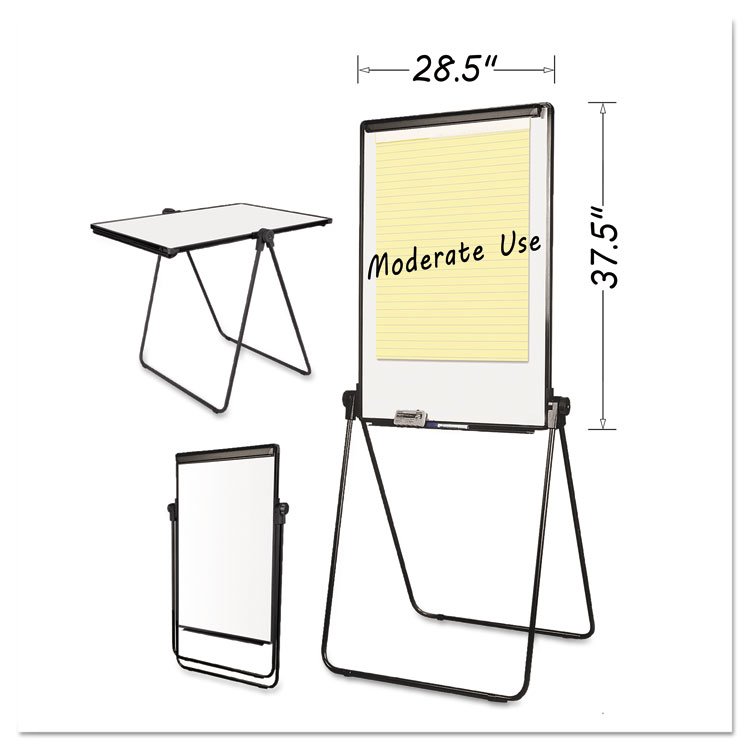 MasterVision Folds-to-a-Table Melamine Easel, 28.5" x 37.5", White Surface, Black Steel Frame (BVCEA14000583MV)