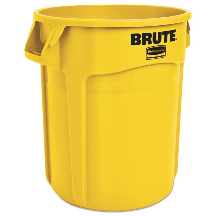 Rubbermaid Commercial Vented Round Brute Container, 20 gal, Plastic, Yellow (RCP2620YEL)