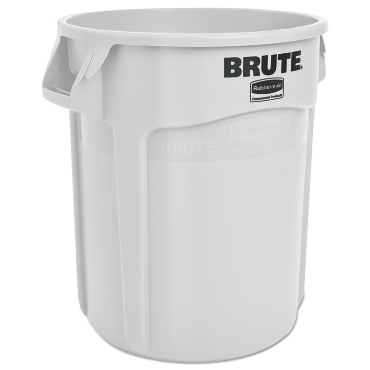 Rubbermaid Commercial Vented Round Brute Container, 20 gal, Plastic, White (RCP2620WHI)
