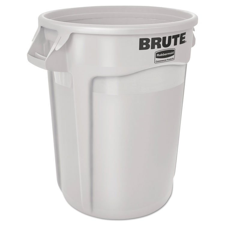 Rubbermaid Commercial Vented Round Brute Container, 10 gal, Plastic, White (RCP2610WHI)