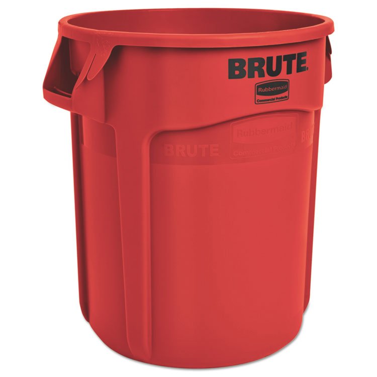 Rubbermaid Commercial Vented Round Brute Container, 10 gal, Plastic, Red, 6/Carton (RCP2610REDCT)