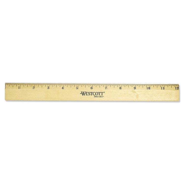 Westcott Wood Ruler with Single Metal Edge, Standard, 12" Long (ACM05011)