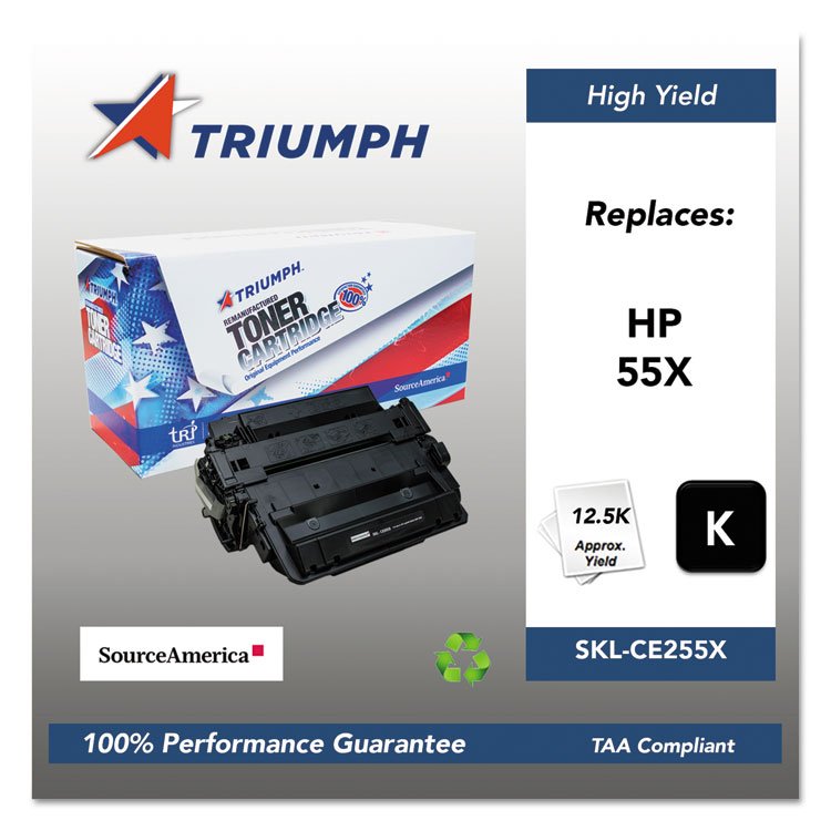 Triumph 751000NSH1098 Remanufactured CE255X (55X) High-Yield Toner, 12,500 Page-Yield, Black (SKLCE255X)
