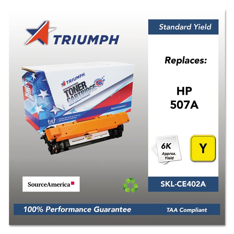 Triumph 751000NSH1281 Remanufactured CE402A (507A) Toner, 6,000 Page-Yield, Yellow (SKLCE402A)