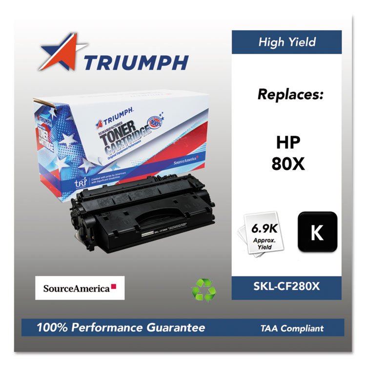 Triumph 751000NSH1319 Remanufactured CF280X (80X) High-Yield Toner, 6,900 Page-Yield, Black (SKLCF280X)