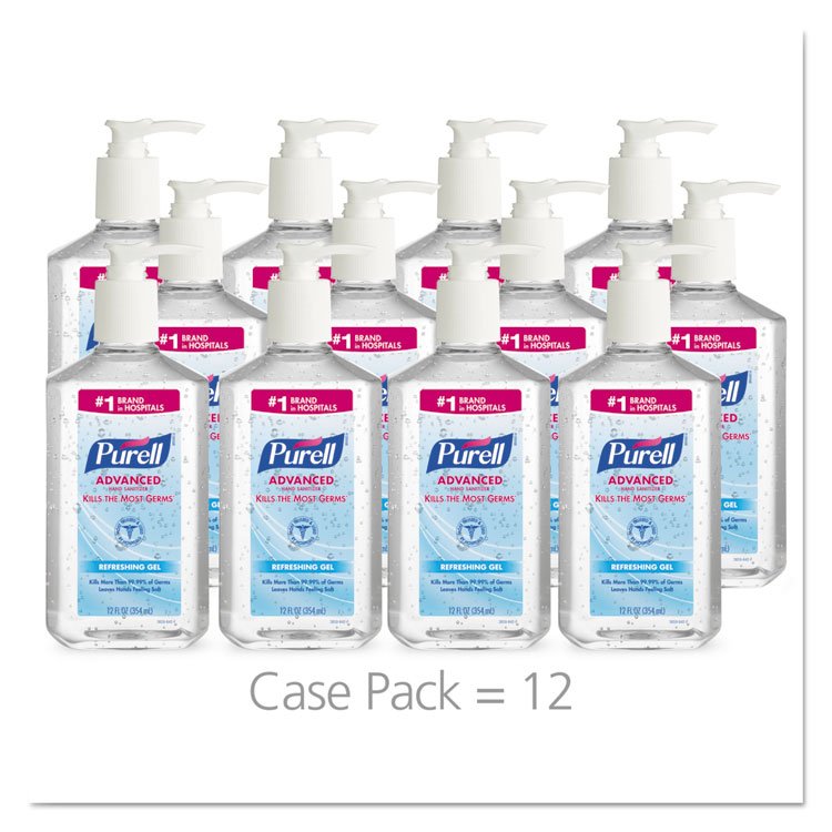 PURELL Advanced Hand Sanitizer Refreshing Gel, 12 oz Pump Bottle, Clean Scent, 12/Carton (GOJ365912CT)