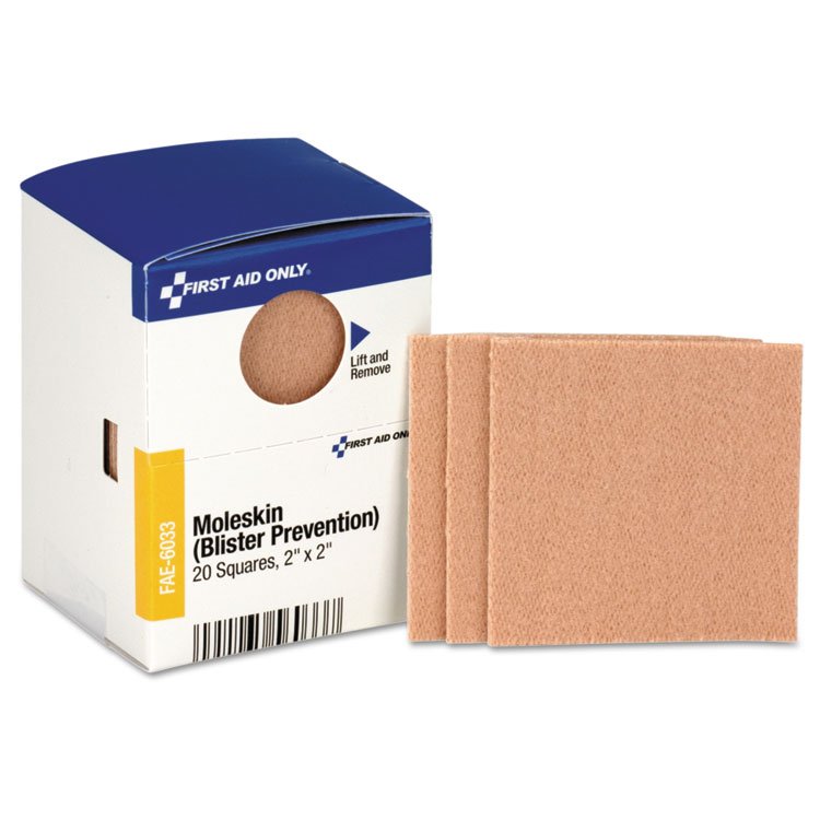 First Aid Only Refill for SmartCompliance General Business Cabinet, Moleskin, 2 x 2, 20/Box (FAOFAE6033)
