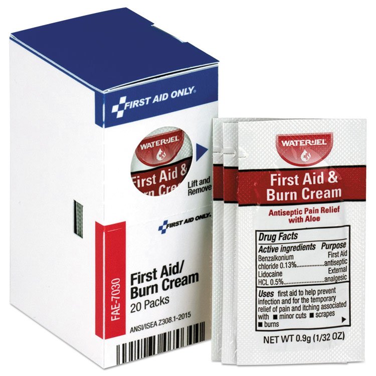 First Aid Only Refill for SmartCompliance General Business Cabinet, Burn Cream, 0.9g Packets, 20/Box (FAOFAE7030)