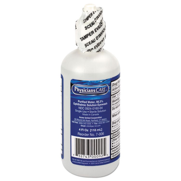 First Aid Only Refill for SmartCompliance General Business Cabinet, 4 oz Eyewash Bottle (FAOFAE7016)