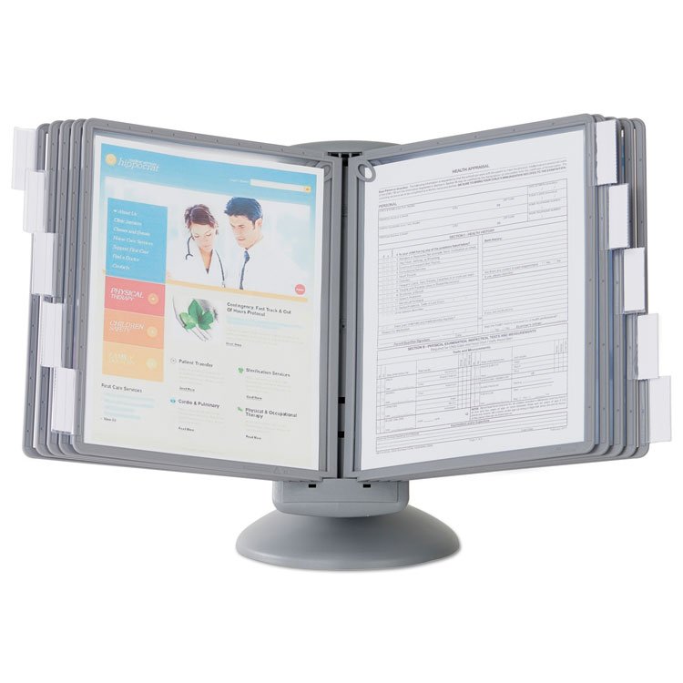 Durable SHERPA Motion Desk Reference System, 10 Panels, Gray Borders (DBL553937)