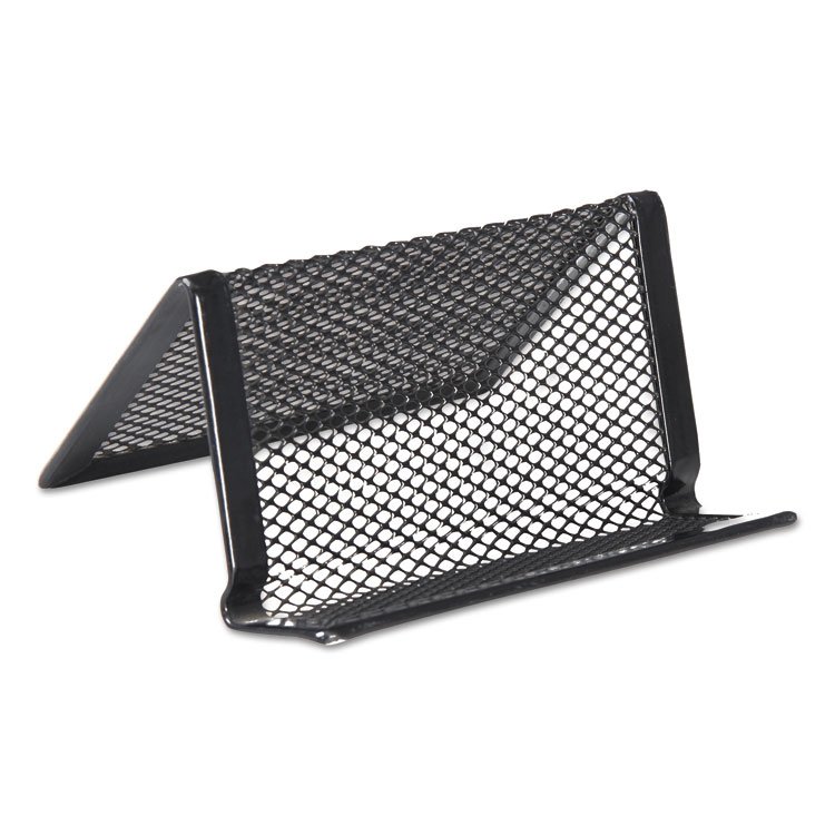 Universal Mesh Metal Business Card Holder, Holds 50 2.25 x 4 Cards, 3.78 x 3.38 x 2.13, Black (UNV20005)