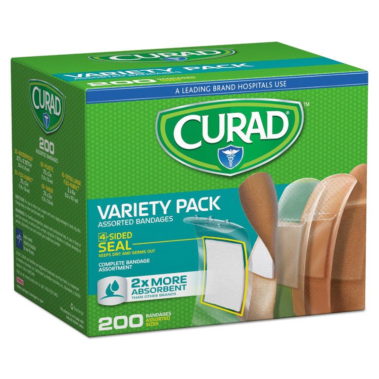 Curad Variety Pack Assorted Bandages, 200/Box (MIICUR0800RB)
