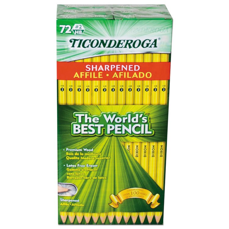 Ticonderoga Pre-Sharpened Pencil, HB (#2), Black Lead, Yellow Barrel, 72/Pack (DIX13972)